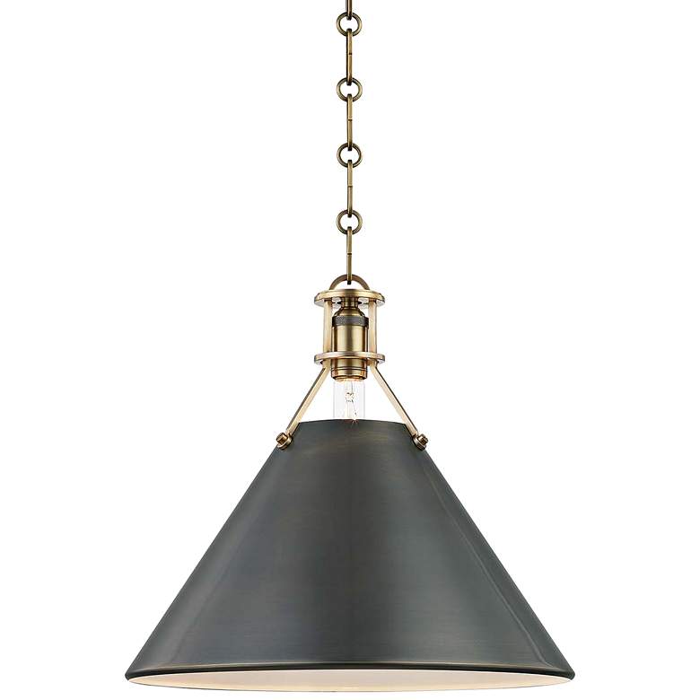 Image 2 Metal No.2 16 inch Wide Antique Distressed Bronze Pendant Light