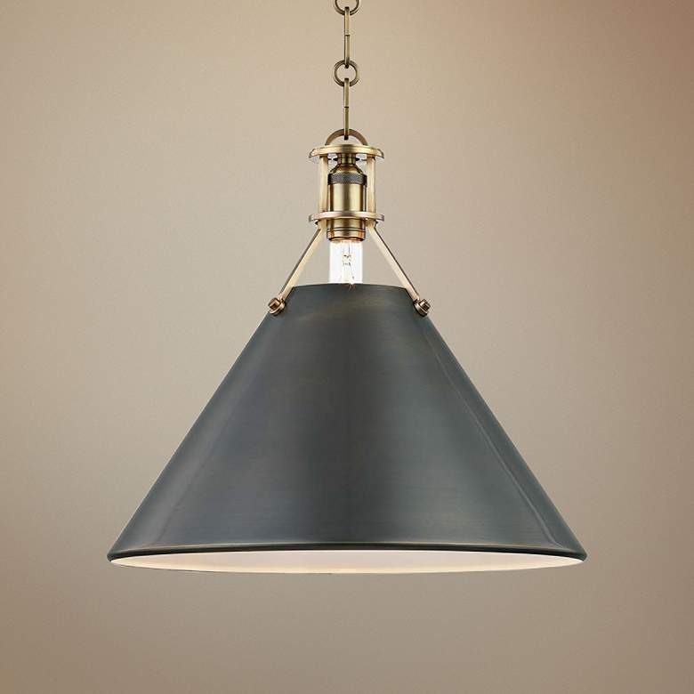 Image 1 Metal No.2 16" Wide Antique Distressed Bronze Pendant Light