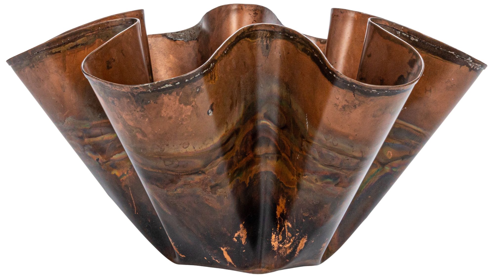 Metal Organic Shaped Planter, Oxidized Copper