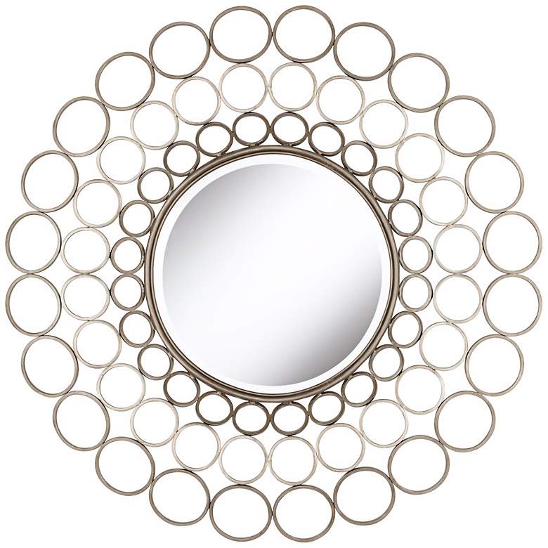 Image 1 Metal Silver Circle 38 1/2&#8221; High Round Wall Mirror