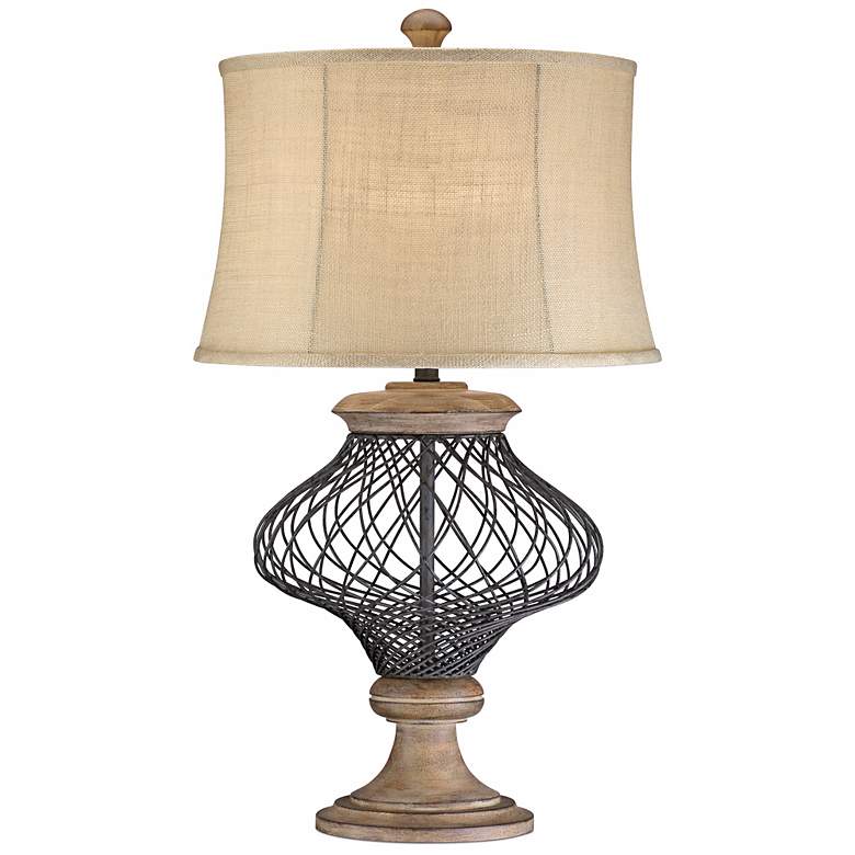 Image 1 Metal Twist and Weathered Wood Table Lamp