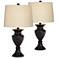 Metal Urn Bronze Table Lamps Set of 2 with Table Top Dimmers