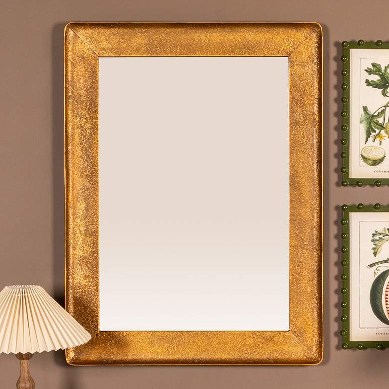 Image 1 Metal Wall Mirror with Raised Edge Frame, Gold Finish
