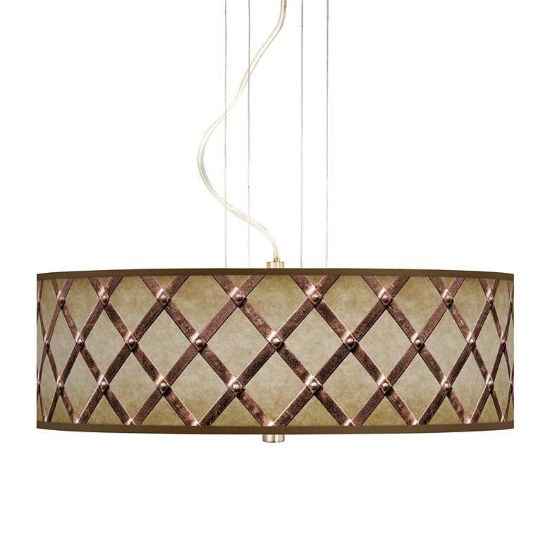 Image 1 Metal Weave 20" Wide 3-Light Pendant Chandelier