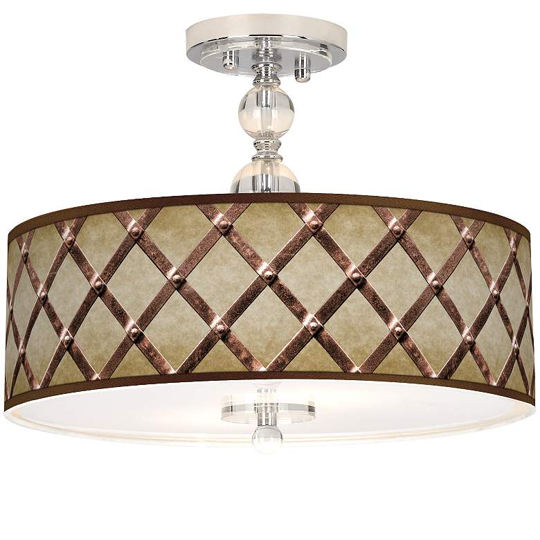 Image 1 Metal Weave Giclee 16 inch Wide Semi-Flush Ceiling Light