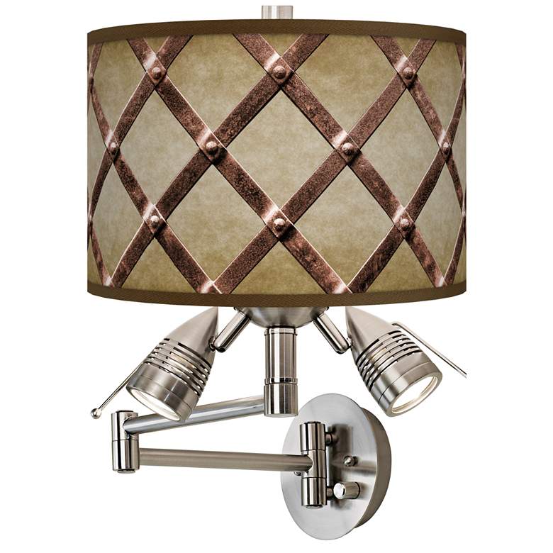 Image 1 Metal Weave Giclee Plug-In Swing Arm Wall Lamp