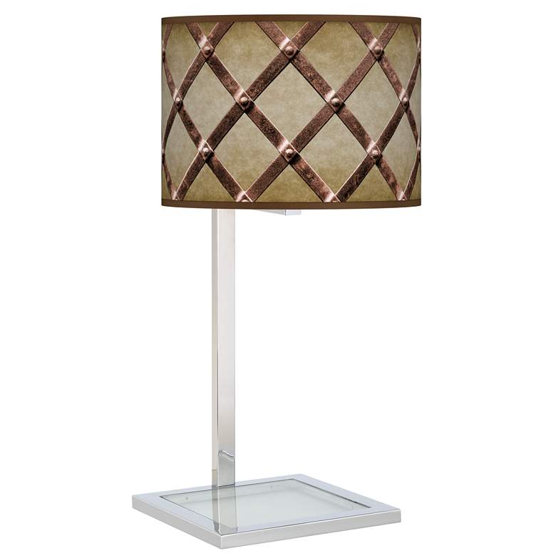 Image 1 Metal Weave Glass Inset Table Lamp
