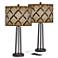 Metal Weave Susan Dark Bronze USB Table Lamps Set of 2