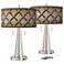 Metal Weave Vicki Brushed Nickel USB Table Lamps Set of 2