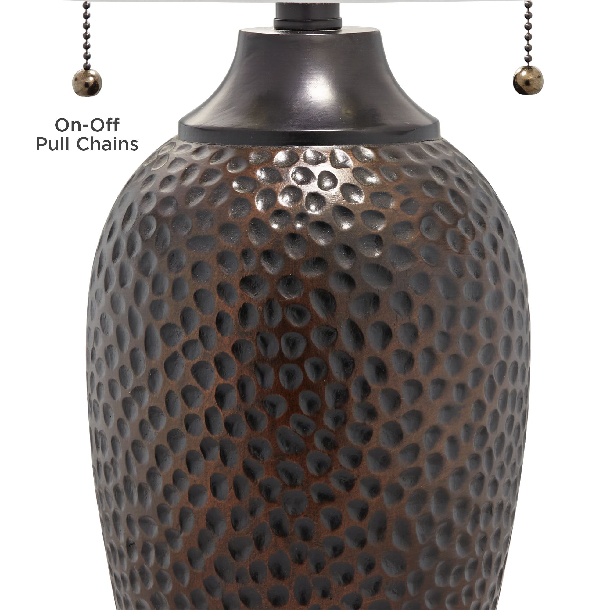 Metal Weave Zoey Hammered OilRubbed Bronze Table Lamps Set of 2