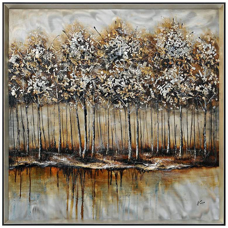 Image 1 Metallic Forest 40 inch Square Framed Wall Art