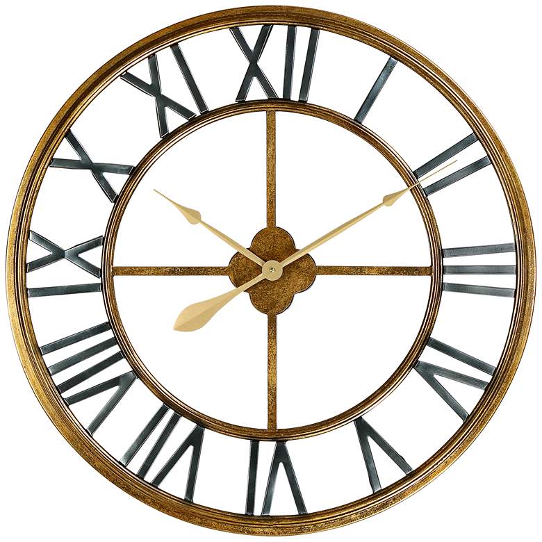 Image 2 Metallic Gold 28 3/4 inch Round Hand-Made Iron Wall Clock