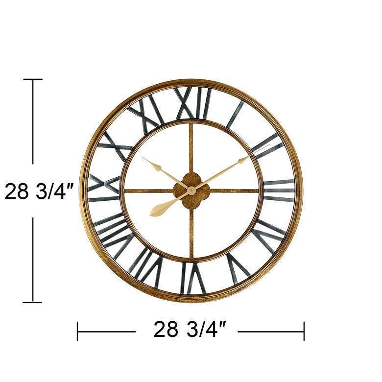 Image 5 Metallic Gold 28 3/4" Round Hand-Made Iron Wall Clock more views