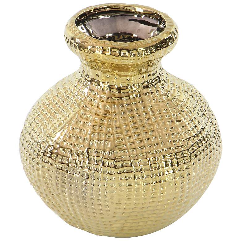 Image 4 Metallic Gold 6" High Stoneware Decorative Pots Set of 3 more views