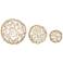 Metallic Gold 8" Wide Geometric Sphere Sculptures Set of 3