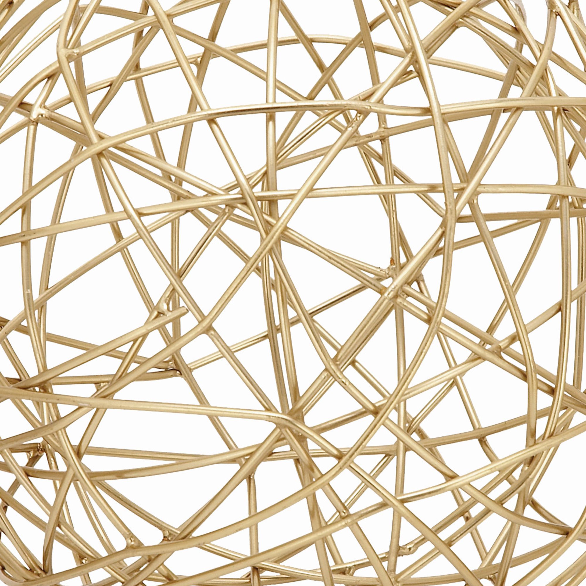Image 3 Metallic Gold 8" Wide Geometric Sphere Sculptures Set of 3 more views