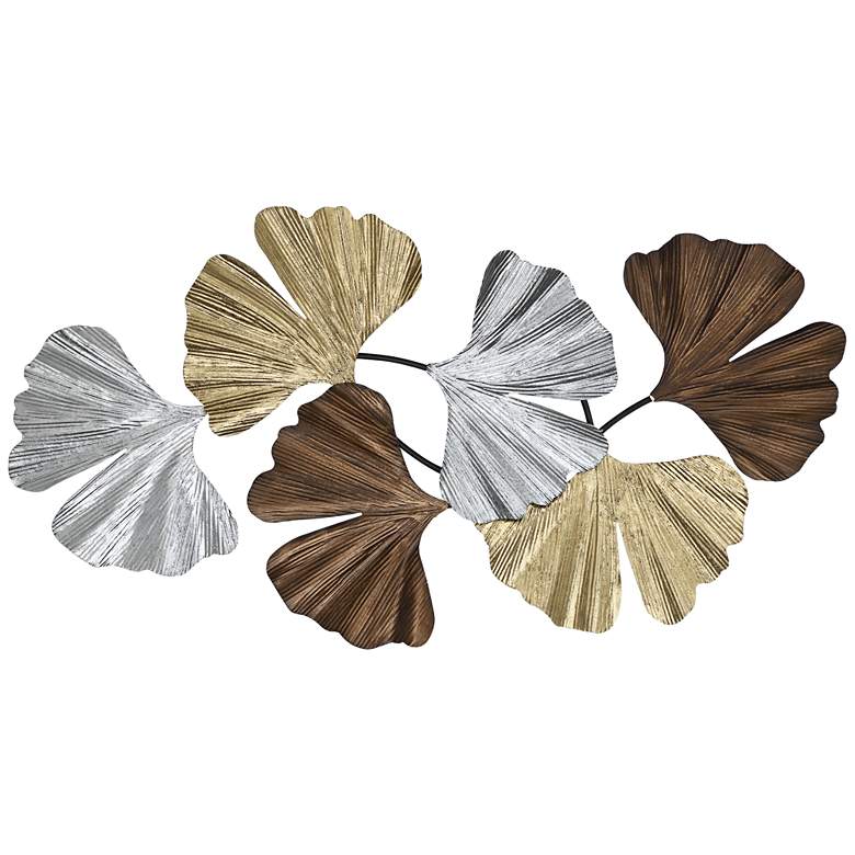 Image 2 Metallic Leaves 41" Wide Metal Wall Art