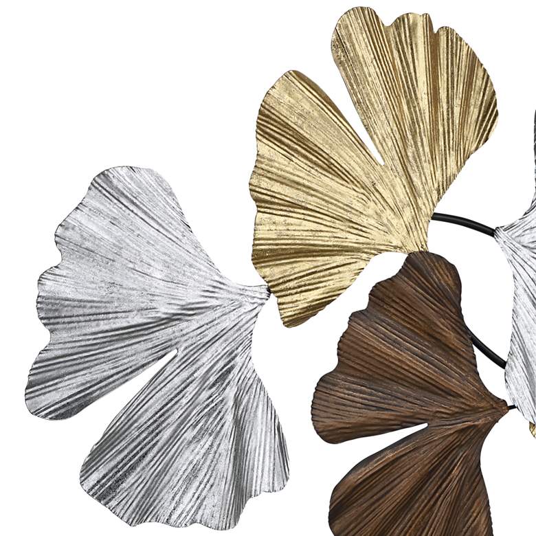 Image 3 Metallic Leaves 41 inch Wide Metal Wall Art more views