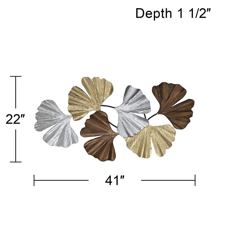 Image 5 Metallic Leaves 41" Wide Metal Wall Art more views