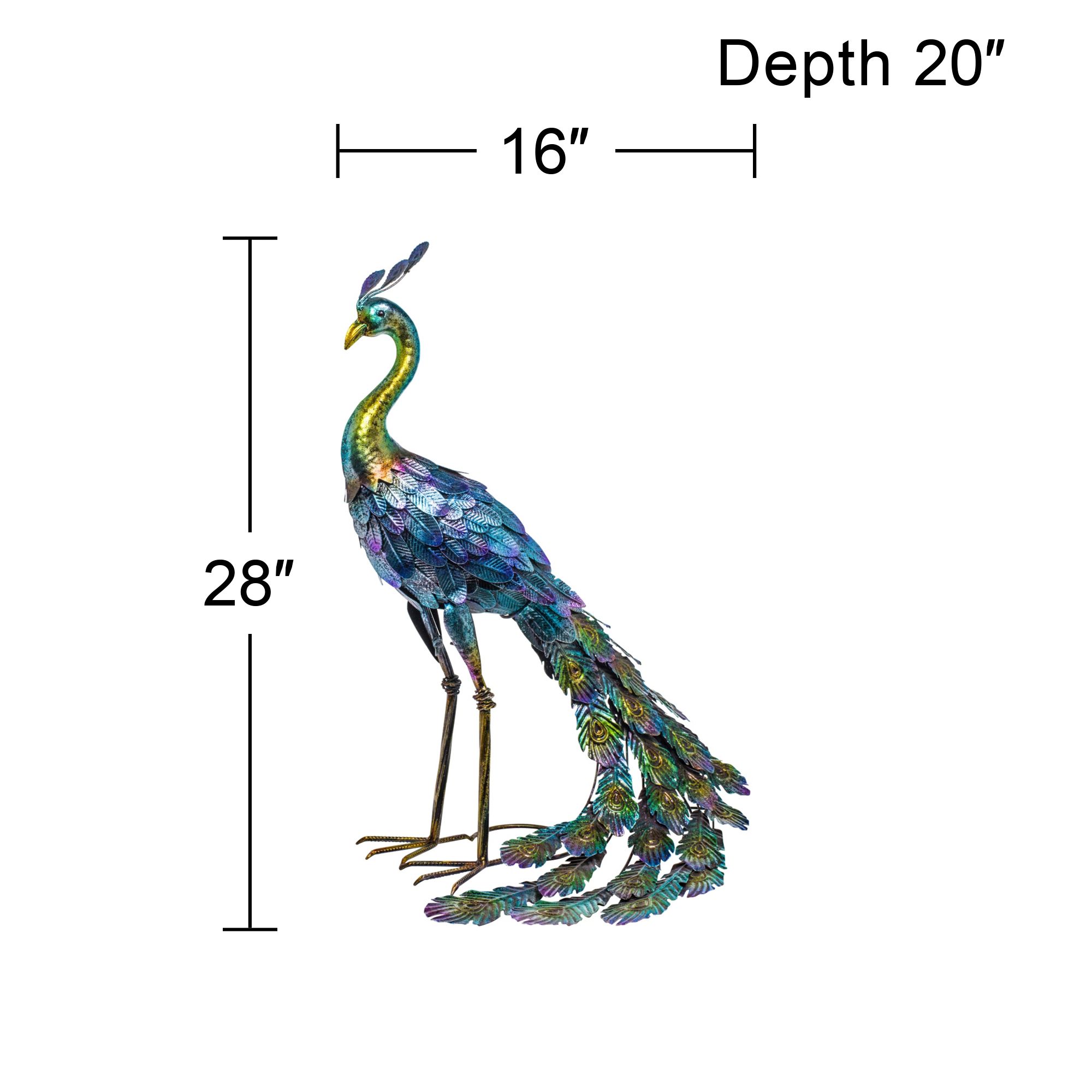 Image 3 Metallic Peacock 27" High Outdoor Garden Statue more views