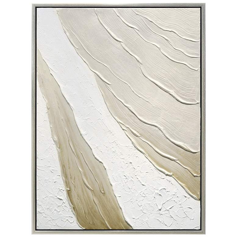 Image 1 Metallic Waves Textured Hand Painted Framed Canvas Wall Art