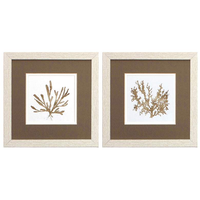 Image 1 Metallica Coral 11"W x 11"H Framed Art Set of 2