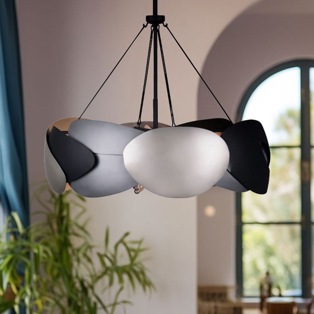 Image Metalo Misto 28"W Coal Atlas Midnight Sliver 6-Light Pendant