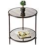 Metalwork 22" Wide Pewter and Gold Mirrored Glass Side Table