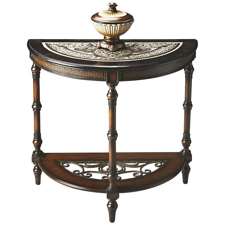 Image 1 Metalworks Mahogany Demilune Console Table