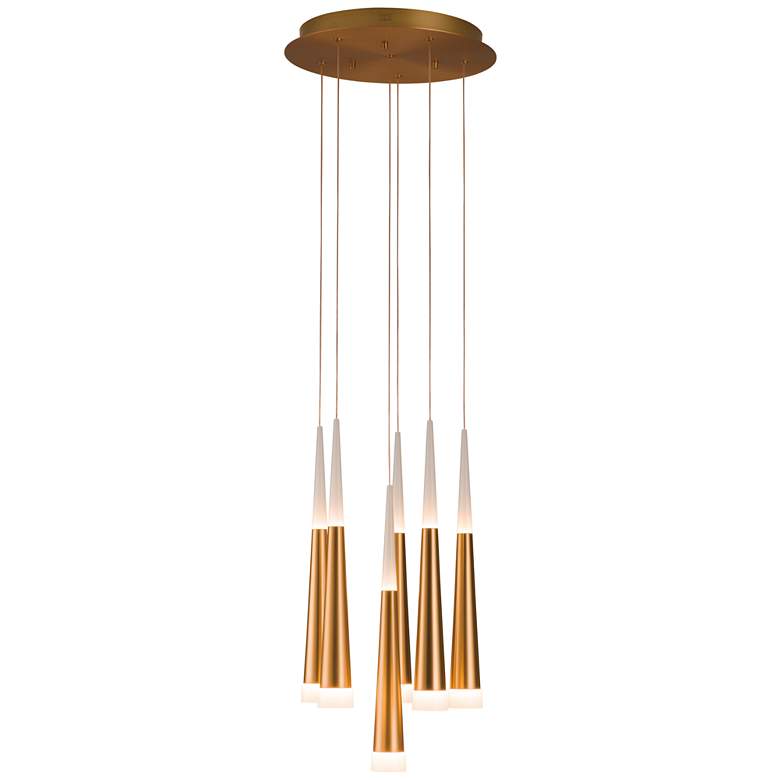 Image 1 Meteor 13 3/4" Wide Brushed Gold LED Multi-Light Pendant