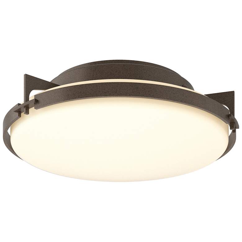 Image 1 Metra 14.2" Wide Bronze Flush Mount With Opal Glass Shade