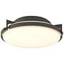Metra 14.2" Wide Natural Iron Flush Mount With Opal Glass Shade
