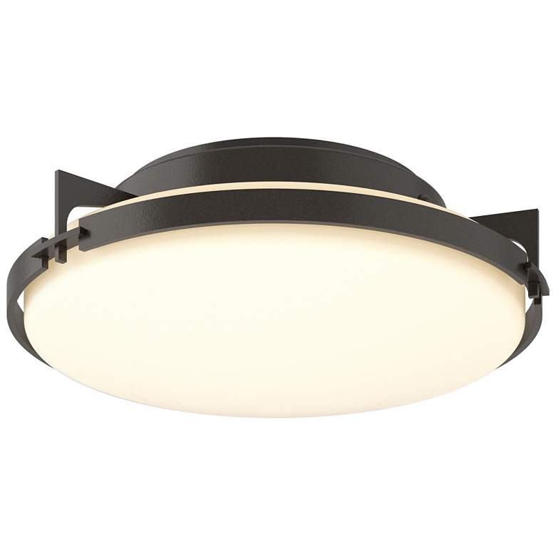 Image 1 Metra 14.2 inch Wide Oil Rubbed Bronze Flush Mount With Opal Glass Shade