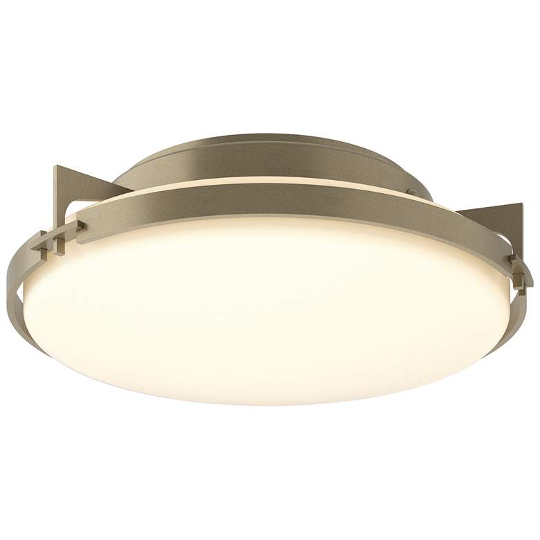 Image 1 Metra 14.2 inch Wide Soft Gold Flush Mount With Opal Glass Shade