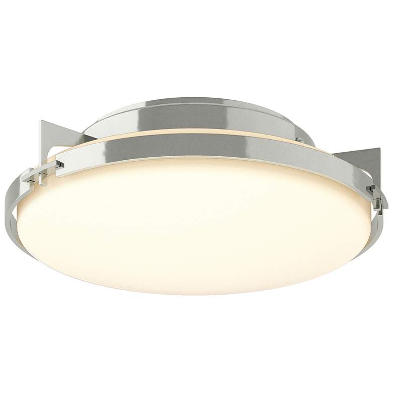 Image 1 Metra 14.2" Wide Sterling Flush Mount With Opal Glass Shade