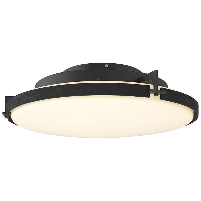 Image 1 Metra 24.3 inch Wide Black Flush Mount With Opal Glass Shade