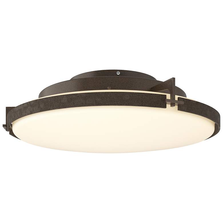 Image 1 Metra 24.3" Wide Bronze Flush Mount With Opal Glass Shade