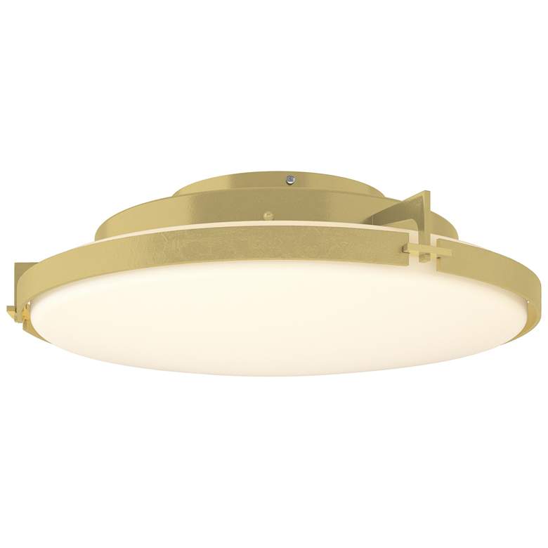 Image 1 Metra 24.3 inch Wide Modern Brass Flush Mount With Opal Glass Shade