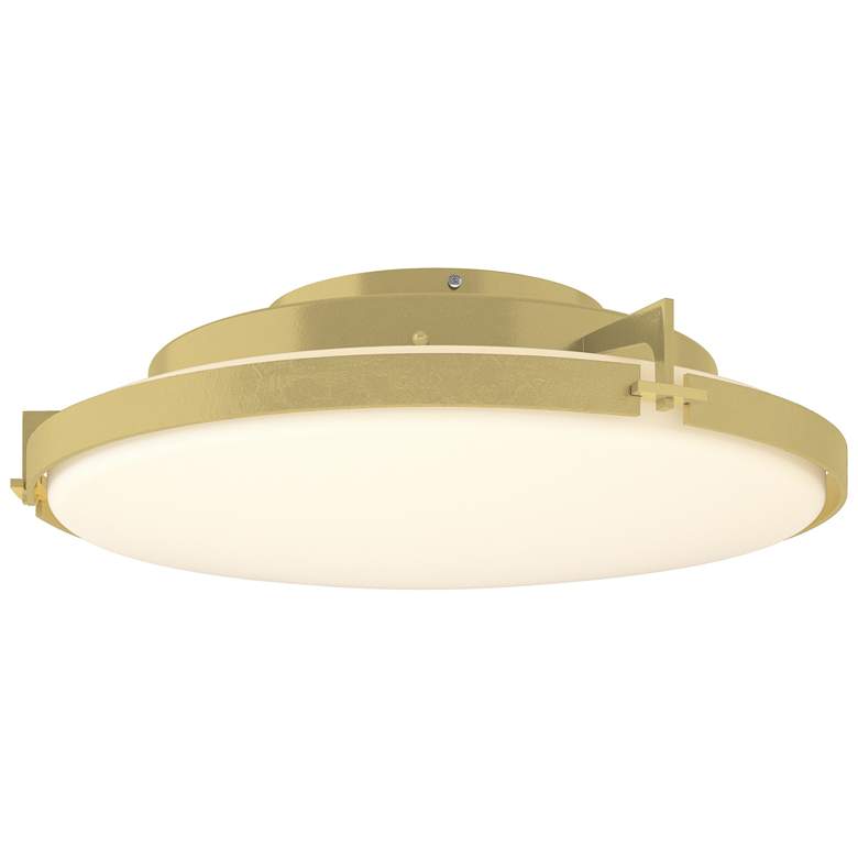Image 1 Metra 24.3" Wide Modern Brass Flush Mount With Opal Glass Shade