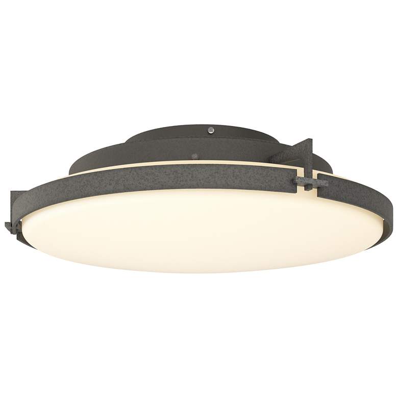 Image 1 Metra 24.3" Wide Natural Iron Flush Mount With Opal Glass Shade