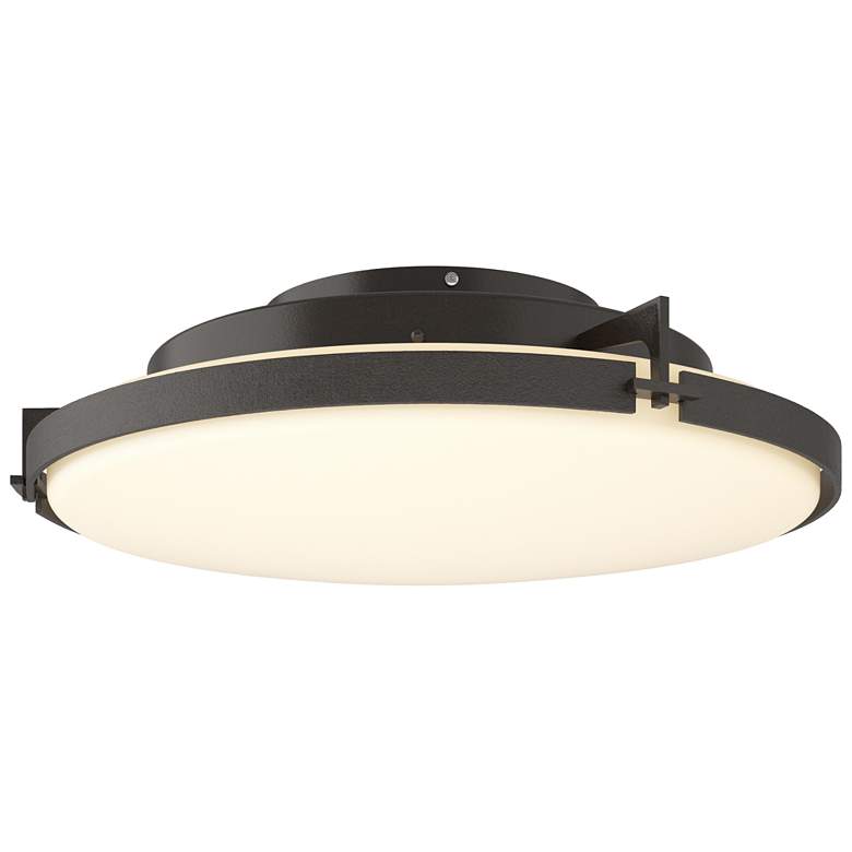 Image 1 Metra 24.3 inch Wide Oil Rubbed Bronze Flush Mount With Opal Glass Shade