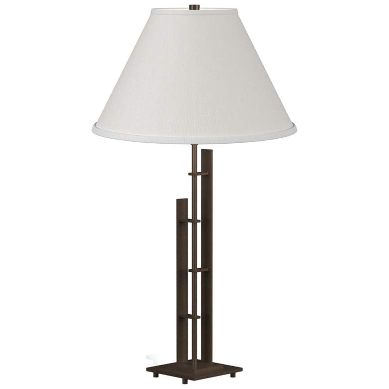 Image 1 Metra 26.9" High Bronze Double Table Lamp With Natural Anna Shade