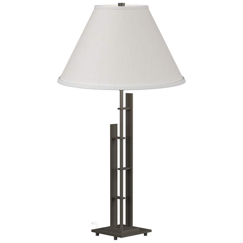 Image 1 Metra 26.9 inch High Dark Smoke Double Table Lamp With Natural Anna Shade