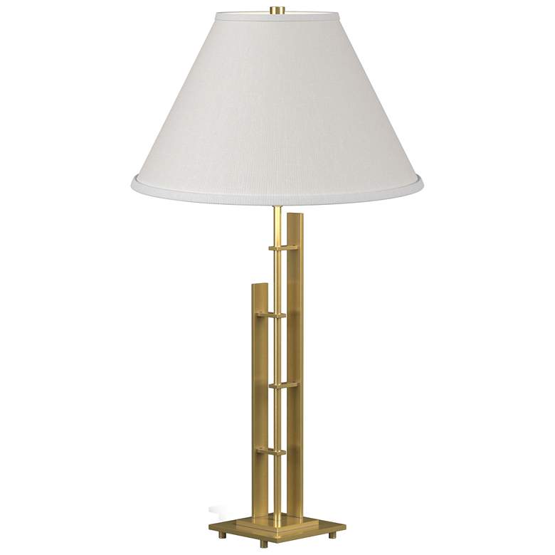 Image 1 Metra 26.9"H Modern Brass Double Table Lamp With Natural Anna Shade