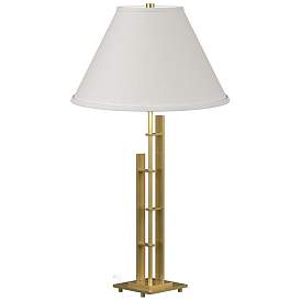 Image1 of Metra 26.9"H Modern Brass Double Table Lamp With Natural Anna Shade