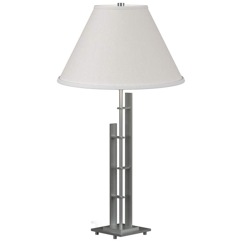 Image 1 Metra 26.9"H Vintage Platinum Double Table Lamp w/ Natural Anna Shade