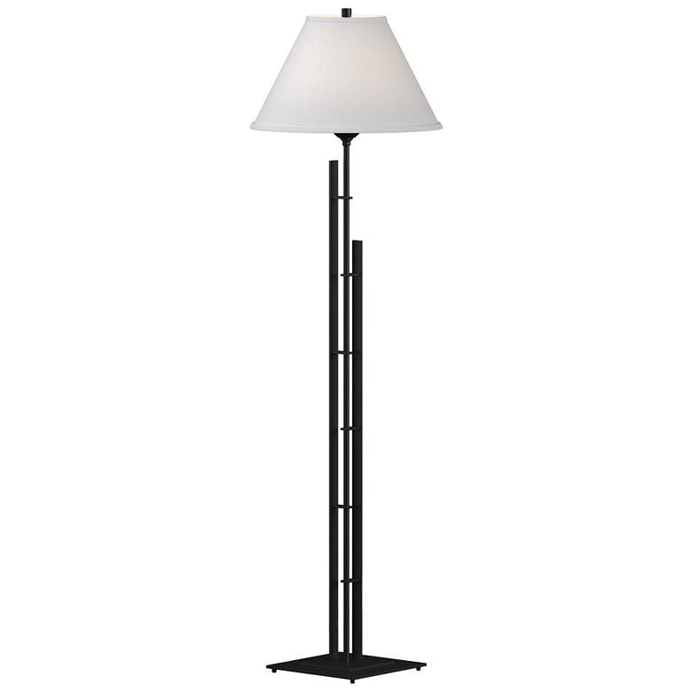 Image 1 Metra 57.2 inch High Black Double Floor Lamp With Natural Anna Shade