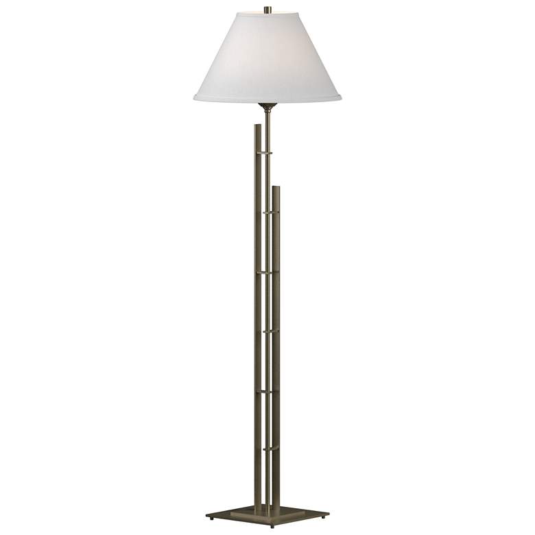 Image 1 Metra 57.2" High Soft Gold Double Floor Lamp With Natural Anna Shade