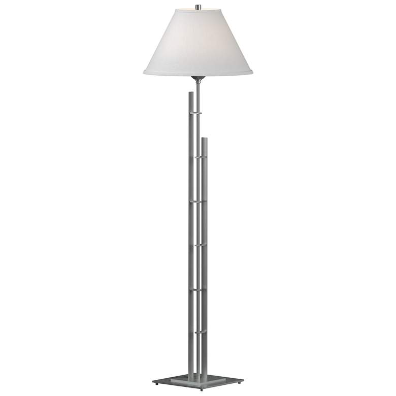 Image 1 Metra 57.2"H Vintage Platinum Double Floor Lamp w/ Natural Anna Shade