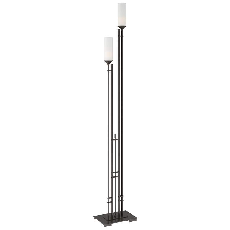 Image 1 Metra 74.7"H Tall Oil Rubbed Bronze Twin Floor Lamp With Opal Glass Sh